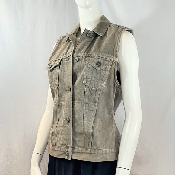 Dun Gilet Gray Denim Vest | All Saints - Picture 2 of 7
